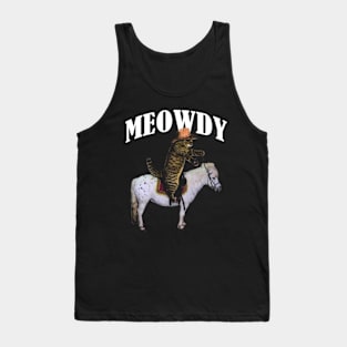 Funny Cat shirts, Meowdy Meme Shirt, Funny Cat Shirts, Funny Cat Puns, Meowdy Cat Cowboy T-shirt, Cat And Pony Shirts, Howdy Cat Lover Gift Tank Top